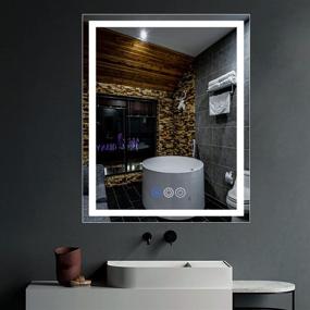 img 4 attached to 🪞 Enhanced LED Bathroom Vanity Mirror: Wall Mounted 24x30 with Adjustable Lights, Anti-Fog & Memory Dimming - IP44 Waterproof & 3-Prong Plug Included