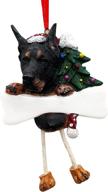 doberman dangling legs christmas ornament - hand painted & easily personalized! логотип