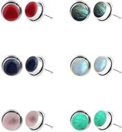 💎 stunning genuine gemstone handmade stud earrings: 925 silver plated fashion jewelry combo (8) logo