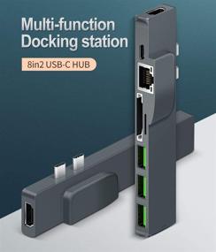 img 3 attached to 🔌 OKUT USB C хаб для MacBook Pro - порт Ethernet, 4K HDMI, 2 USB 3.0, карт-ридер SD/TF, поддержка USB-C питания - портативный адаптер типа C для Mac Pro и других ноутбуков (HUB-801)