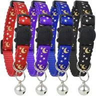 🐱 enhanced cat collar set: 4-pack, reflective with bell, safe & stylish, nylon kitty collars - upgraded version with free replacement logo