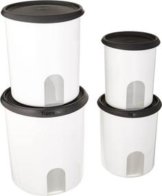 img 1 attached to 🗄️ Tupperware One-Touch Reminder 4-Piece Canister Set in Black with Upgraded Seals