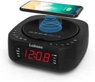 🎵 lukasa bluetooth cd player tabletop boombox stereo clock with wireless charger - black logo