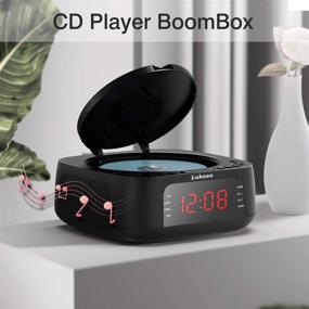 img 3 attached to 🎵 Lukasa Bluetooth CD Player Tabletop Boombox Stereo Clock with Wireless Charger - Black