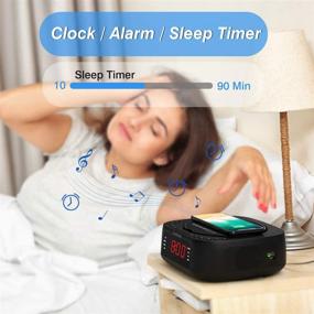 img 2 attached to 🎵 Lukasa Bluetooth CD Player Tabletop Boombox Stereo Clock with Wireless Charger - Black