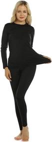 img 3 attached to 🌬️ Womens Fleece-Lined Thermal Underwear Set - Long John Top and Bottom Base Layer