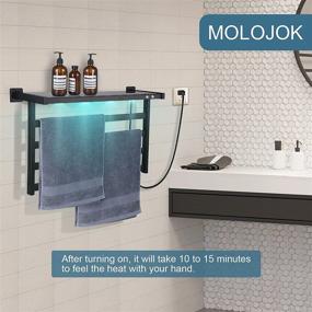 img 3 attached to MOLOJOK Towel Warmer Wall Mounted Electric Heated Rack - Stainless Steel Curved Square Design - Space-Saving Drying Solution with 4 Bars - Ideal for Bathroom - 23x14x7.5 inches