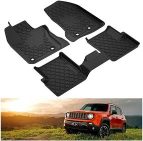 img 4 attached to 🚙 Защитите свой Jeep Renegade с помощью Kiwi Master черных защитных ковриков для пола: передние и задние сиденья - всепогодные защитные коврики от слякоти - совместимы с аксессуарами для Jeep Renegade 2015-2021.