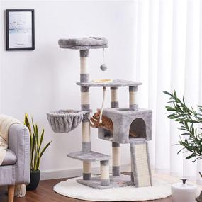 img 2 attached to Heybly Cat Tree Tower for Indoor Cats – Multi-Level Cat Furniture Condo with Built-In Feeding Bowl and Scratching Board