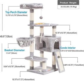 img 1 attached to Heybly Cat Tree Tower for Indoor Cats – Multi-Level Cat Furniture Condo with Built-In Feeding Bowl and Scratching Board