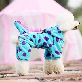 img 2 attached to Stylish Puzzle Bobble Pet Flannelette Winter Clothes: Blue Fashionable Dog Costume with Hat for a Warm and Casual Look