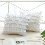 🛏️ meaning4 2-pack bright white throw pillow covers with waterfall ruffles - 5 layers cushion cases | egypt cotton 18&#34;x18&#34; soft boudoir set logo