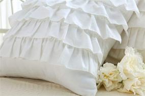 img 3 attached to 🛏️ Meaning4 2-Pack Bright White Throw Pillow Covers with Waterfall Ruffles - 5 Layers Cushion Cases | Egypt Cotton 18&#34;X18&#34; Soft Boudoir Set