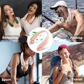 img 1 attached to 🏖️ Stay Cool Anywhere with the Portable Neck Fan - Hands Free Leafless Cooling Hanging Fan for Travel, Office, and Running (Pink)