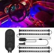 waterproof interior car lights with multi diy rgb color music and app control - 4pcs 48 led strip lights with music sensor, car charger, and dc 12v logo