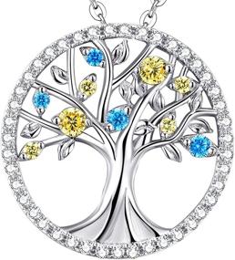 img 4 attached to 💎 Tree of Life Necklace with Birthstones - Perfect Christmas Jewelry Gift for Mom, Wife and Women - December, January, and February Gems - Blue Topaz, Garnet, Amethyst, Blue Sapphire, Emerald, and Peridot - made with Sterling Silver