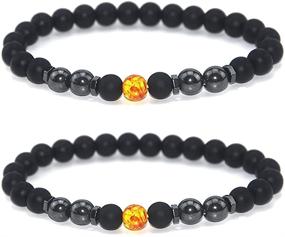 img 4 attached to 🔮 2-Pack Anti-Swelling Black Obsidian Anklet with Magnetic Therapy for Weight Loss in Women and Men - Anti-Anxiety Yoga Beads Bracelet