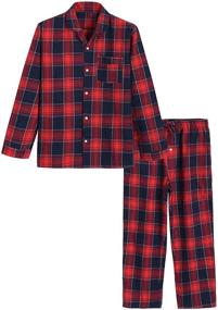 img 4 attached to Cotton Plaid Sleepwear Men's Pajamas by Latuza