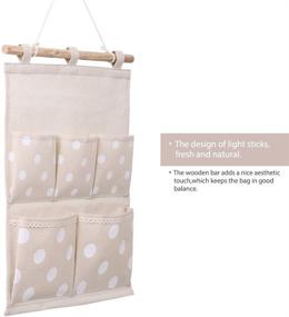 img 1 attached to 👕 Efficient Closet Space Saver: Homecube Linen Cotton Fabric Wall Door Cloth Hanging Storage Bag Case 5 Pocket Home Organizer (White Polka Dots)