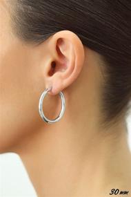 img 1 attached to 💎 TILO JEWELRY Sterling Silver Classic Shiny Polished Round Hoop Earrings, 3mm Tube: Timeless Elegance and Style