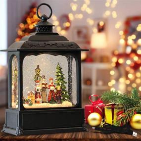 img 4 attached to 🎄 Wondise 11.2 inch Christmas Musical Snow Globe Lantern with Timer - USB/Battery Operated, Spinning Water Glitters, Singing Snow Globe Lantern Christmas Carolers