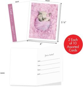 img 3 attached to 💌 20 Kids Invitation Note Cards with Envelopes by The Best Card Company - Box of Assorted RSVP Invites (4 x 5.12 Inch, 10 Designs, 2 Each) - Fluffy Furballs AM7168ING-B2x10