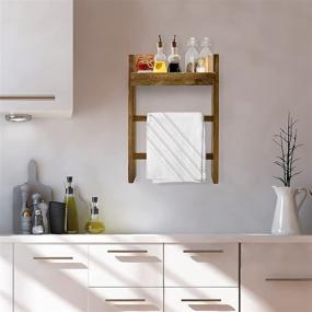 img 2 attached to 🧺 3-Tier Wall Mounted Towel Rack with Shelf, Space-Saving Ladder Towel Holder and Bar, Storage Rack with Shelf for Towels