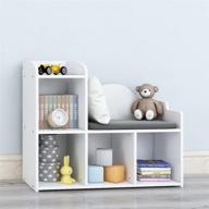 kids bookcase: bookshelf for children, kids bookshelves with reading nook and cushion logo