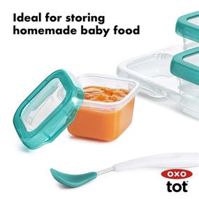 img 3 attached to 🍼 Удобные контейнеры для хранения в морозильнике для детей OXO Tot Baby Blocks Teal (4 унции) для легкой приготовки пищи.
