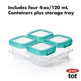 img 2 attached to 🍼 Удобные контейнеры для хранения в морозильнике для детей OXO Tot Baby Blocks Teal (4 унции) для легкой приготовки пищи.