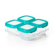 🍼 convenient oxo tot baby blocks freezer storage containers teal (4 oz) for easy meal prep logo