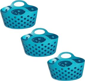 img 1 attached to 📦 Organize Your Pantry with Small Colorful Plastic Baskets - Set of 3 Blue Colored Bendable & Nestable Totes for Kitchen, Fruit, Toys, Lego Blocks