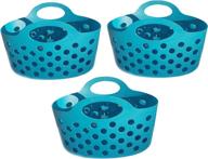 📦 organize your pantry with small colorful plastic baskets - set of 3 blue colored bendable & nestable totes for kitchen, fruit, toys, lego blocks logo