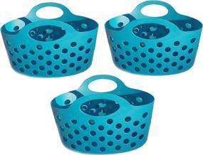 img 2 attached to 📦 Organize Your Pantry with Small Colorful Plastic Baskets - Set of 3 Blue Colored Bendable & Nestable Totes for Kitchen, Fruit, Toys, Lego Blocks