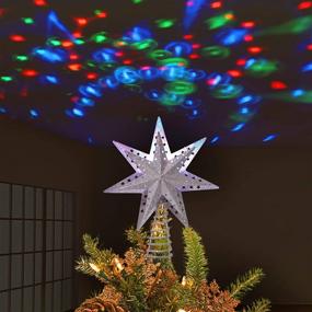 img 4 attached to 🎄 Juegoal Lighted Christmas Tree Topper: Rotating Magic Ball LED Projector, Glitter Silver Star - Winter Home Wonderland Decoration