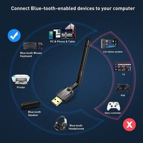 img 1 attached to 🔌 High-Performance USB Bluetooth 5.0 Adapter with External Antenna for PC - Enhanced Wireless Connectivity for Windows 10/8/8.1/7 Desktops and Laptops