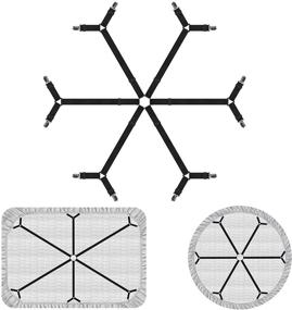 img 4 attached to 🛏️ Эластичные крест-накрест крепежи для простыней - Регулируемые в 6 направлениях черные ремни с 12 клипсами - Зажимы для простыней для кровати Full, Queen, King и Twin (пояс 6 в 1)