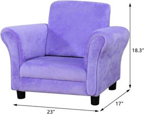 img 2 attached to 🪑 Velvet Upholstered Single Kids Sofa Chair with Wooden Frame, Perfect for Boys and Girls (Purple)