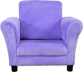 img 4 attached to 🪑 Velvet Upholstered Single Kids Sofa Chair with Wooden Frame, Perfect for Boys and Girls (Purple)