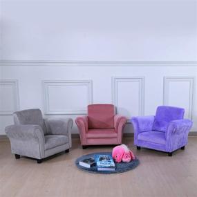 img 3 attached to 🪑 Velvet Upholstered Single Kids Sofa Chair with Wooden Frame, Perfect for Boys and Girls (Purple)