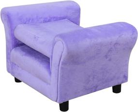 img 1 attached to 🪑 Velvet Upholstered Single Kids Sofa Chair with Wooden Frame, Perfect for Boys and Girls (Purple)