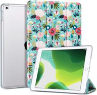 ulak ipad 6th 5th generation case: slim trifold lightweight smart case with auto sleep/wake and clear hard back cover for ipad 9.7 inch - green floral design logo