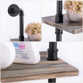 img 1 attached to 🛁 Rustic Industrial Pipe Shelf with Towel Bar Rack for Bathroom - Elibbren Wall Mounted Shelving, 2-Layer Wooden Bookshelf for Kitchen (Includes Wooden Board)