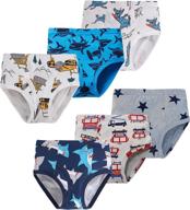 pack of 6 cotton briefs for toddlers: little boys dinosaur, shark, and truck underwear logo