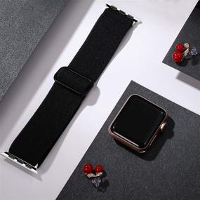 img 3 attached to 📱 Vcegari Breathable Elastic Band for Apple Watch 38mm Series 3 2 1, Stretchy Loop Wristband for iWatch 40mm SE Series 6 5 4 Women Men, Black