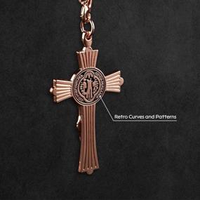 img 1 attached to 🕊️ EING Metal and Crystal Diamond Cross Jesus Christian Car Rear View Mirror Pendant - Stylish Auto Decoration in Rose Gold