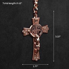 img 2 attached to 🕊️ EING Metal and Crystal Diamond Cross Jesus Christian Car Rear View Mirror Pendant - Stylish Auto Decoration in Rose Gold