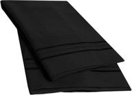 2 pack pillow case set 1800 series double brushed microfiber triple marrow stitch pillowcases, standard size, black by sweet home collection logo