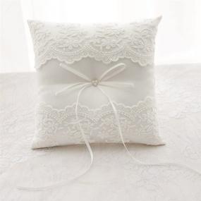 img 2 attached to 🏖️ Bodosac Awtlife Lace Pearl Wedding Ring Pillow Cushion Bearer - Perfect for Beach Weddings!