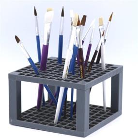 img 4 attached to Multi Bin Art Brush Organizer: 96 Hole Plastic Pencil & Brush Holder Colored Pencils Markers - Desk Stand for Paint Brushes, Pens, and Colored Pencils (1)